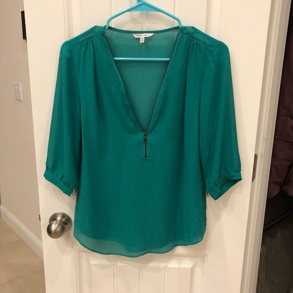 Naked Zebra Zip Shirt- teal
